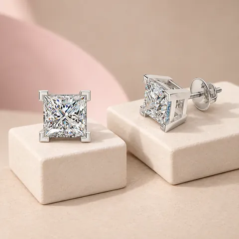 Princess-cut Square Stud Earrings