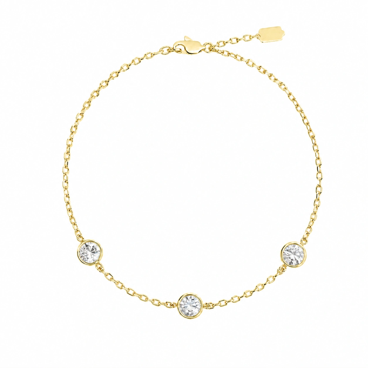 Classic Station Bracelet, white stone, gold finish