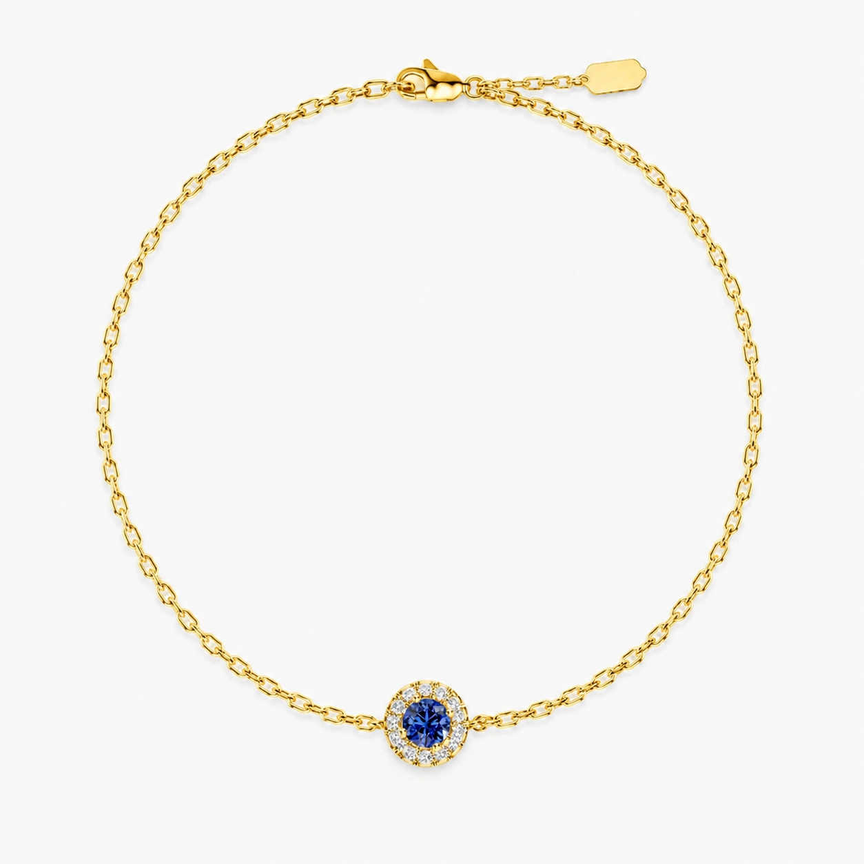 Celeste Halo Bracelet, blue stone, gold finish