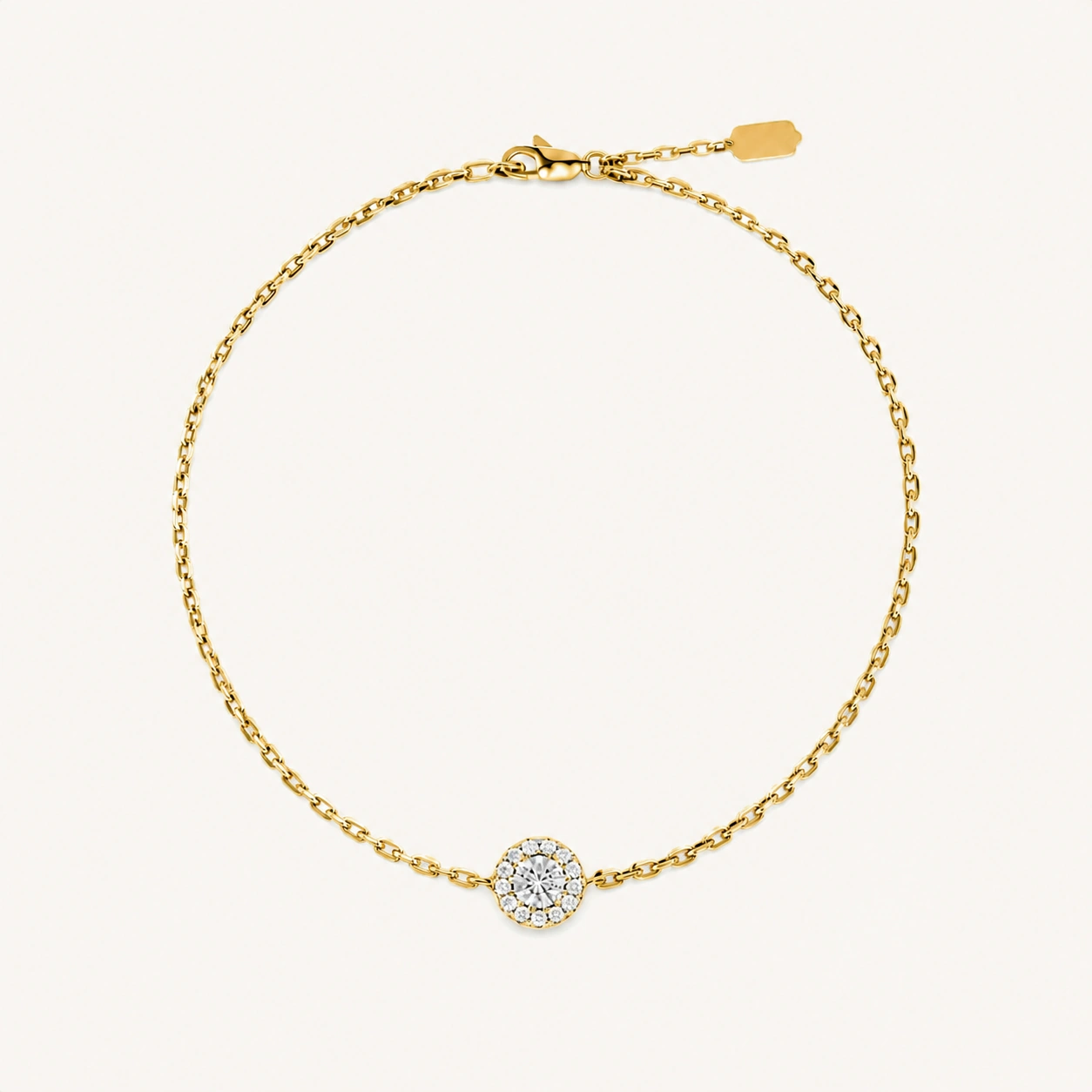 Celeste Halo Bracelet, white stone, gold finish
