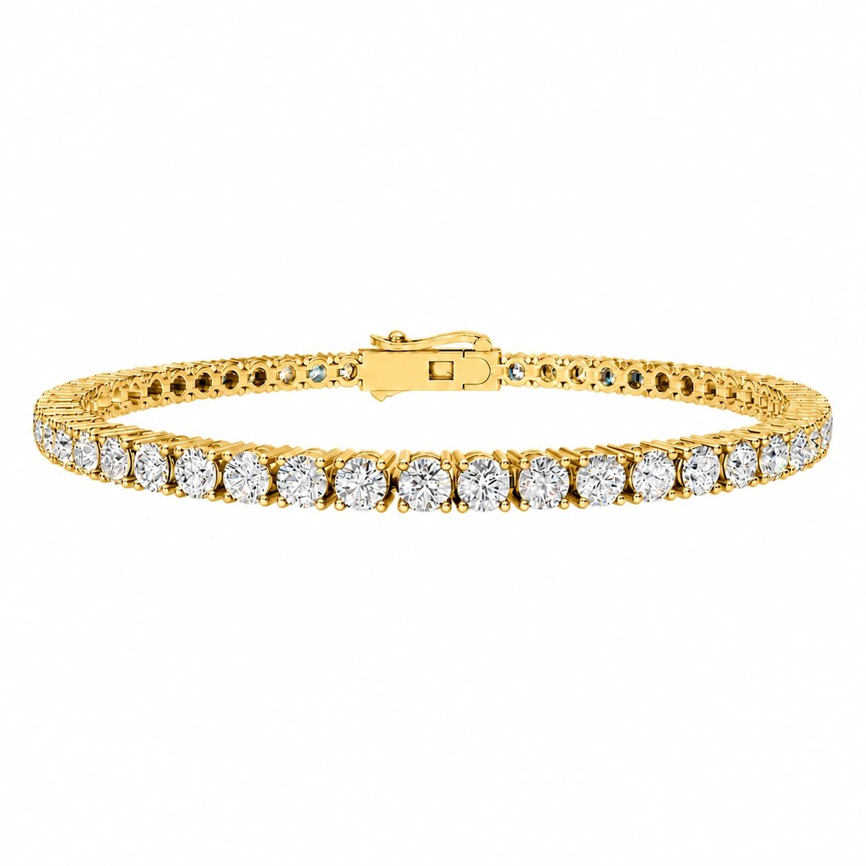 Classic Tennis Bracelet, white stone, gold finish