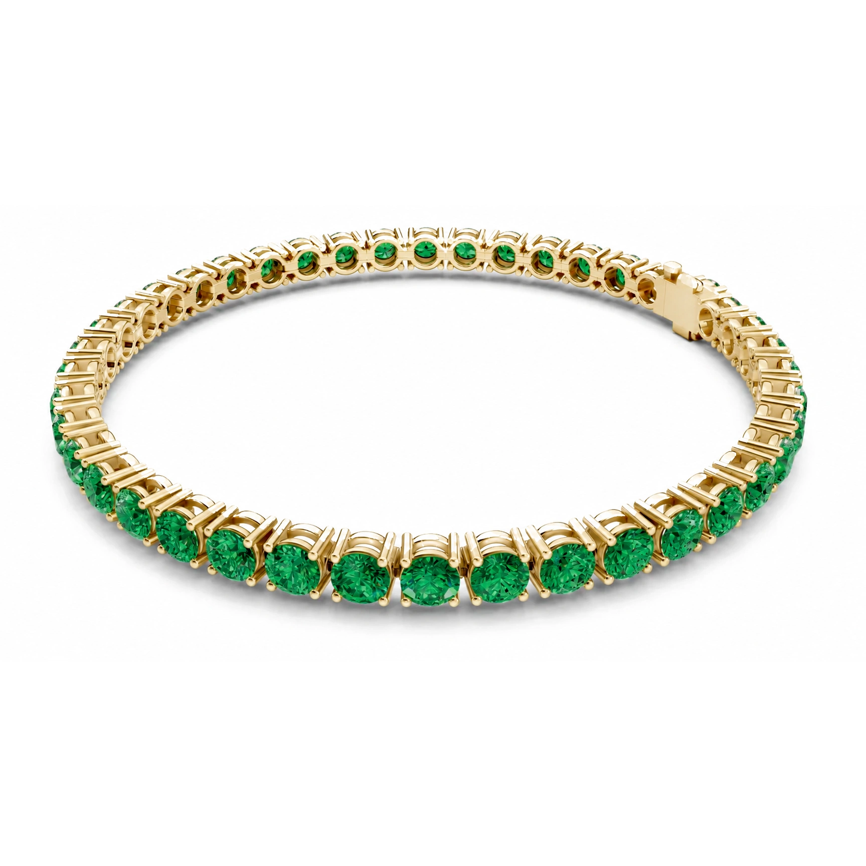Classic Tennis Bracelet, green stone, gold finish