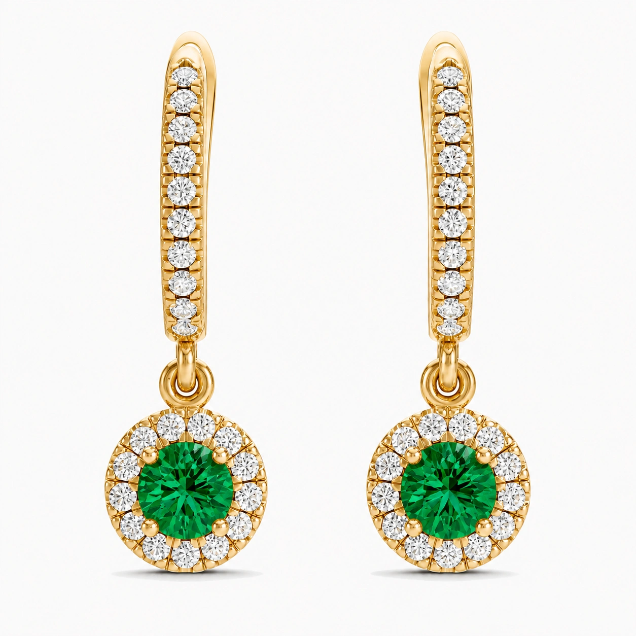 Celeste Drop Earrings, green stone, gold finish