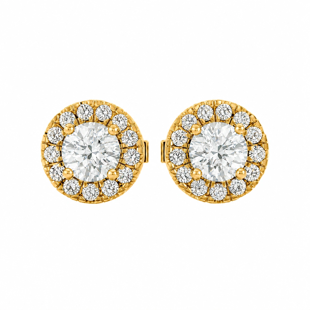 Celeste Stud Earrings, white stone, gold finish