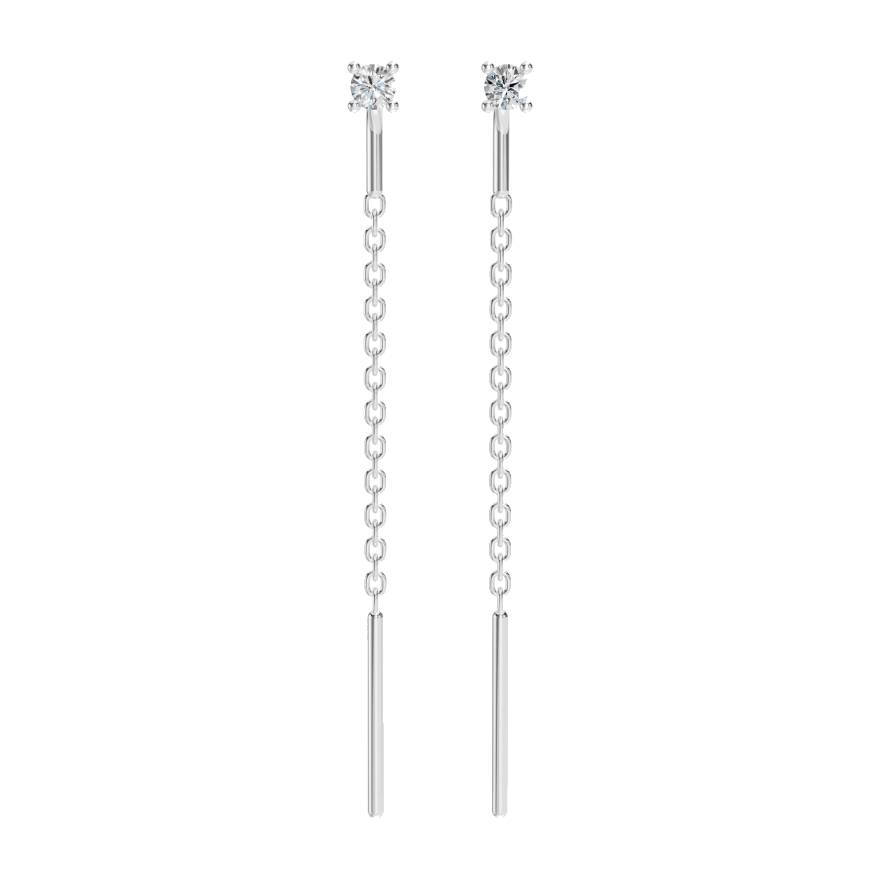 Petite Round Sui Dhaga Earrings, white stone, rhodium finish — product view 4